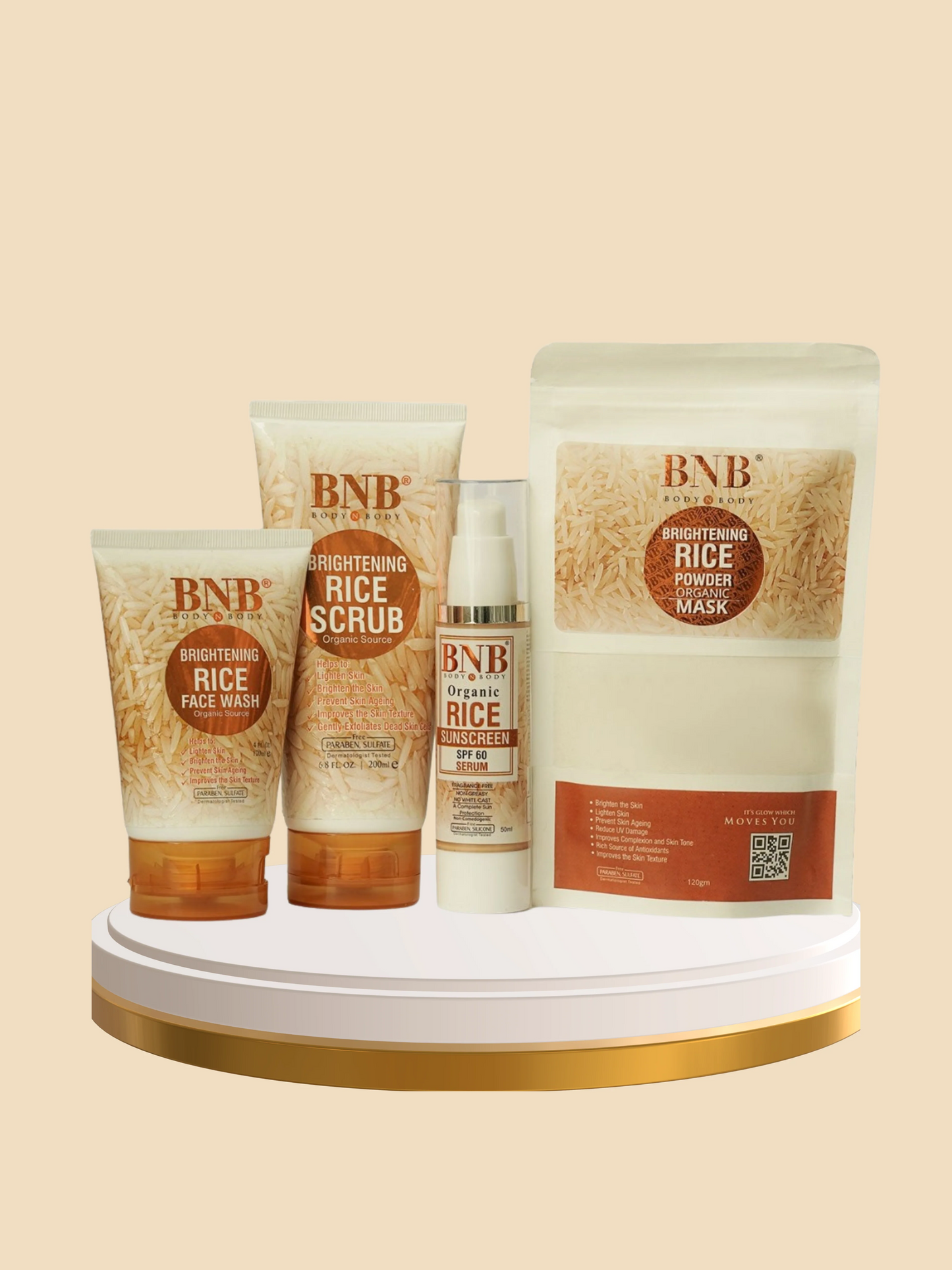Bnb Whitening Rice Extract Bright & Glow Kit (with Box)(Bar code)