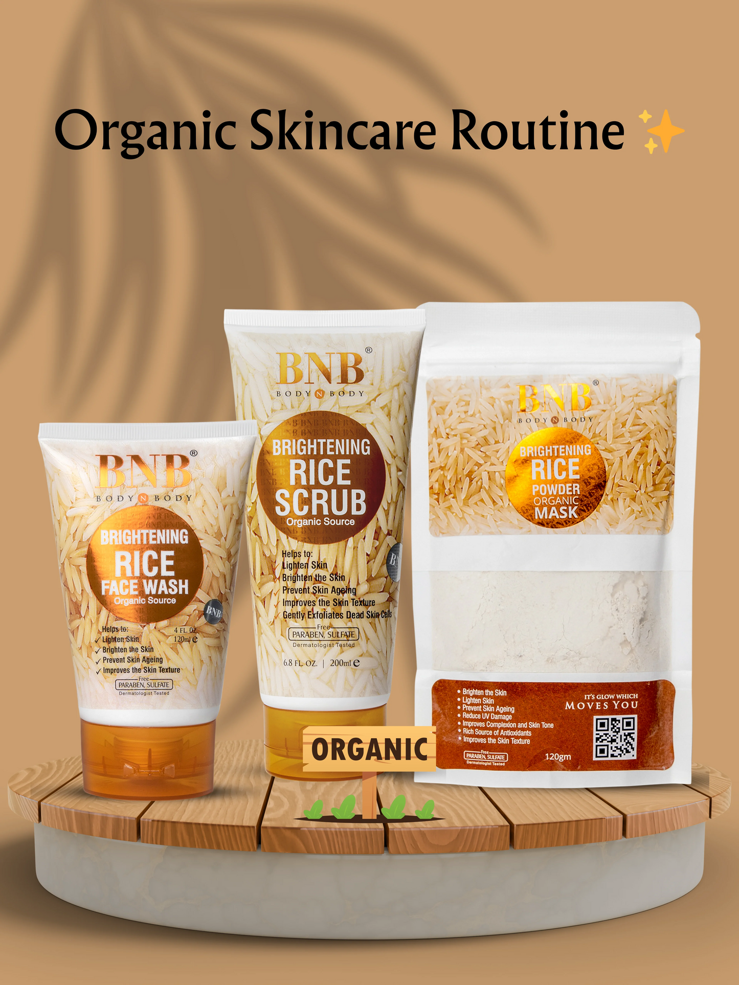 Bnb Whitening Rice Extract Bright & Glow Kit (with Box)(Bar code)
