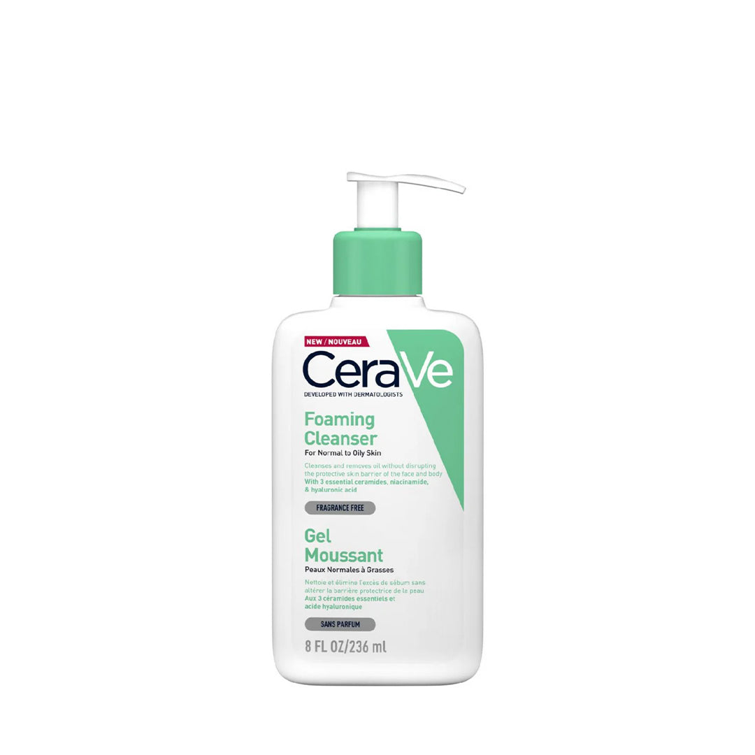 CeraVe Foaming Facial Cleanser for Normal to Oily Skin – Oil Control with Ceramides, Niacinamide & Hyaluronic Acid, 237ml