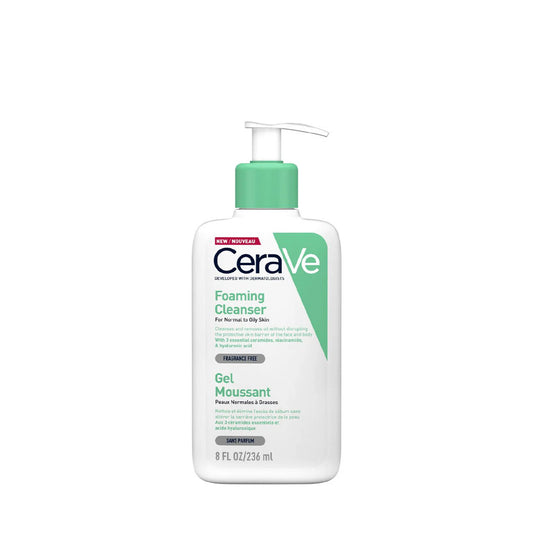 CeraVe Foaming Facial Cleanser for Normal to Oily Skin – Oil Control with Ceramides, Niacinamide & Hyaluronic Acid, 237ml