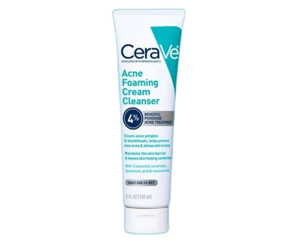 CeraVe Acne Foaming Cream Cleanser – 4% Benzoyl Peroxide Treatment 120ml