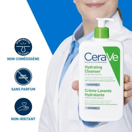 CeraVe Hydrating Cleanser with Hyaluronic Acid & Ceramides – Moisturizing Face Wash for Normal to Dry Skin