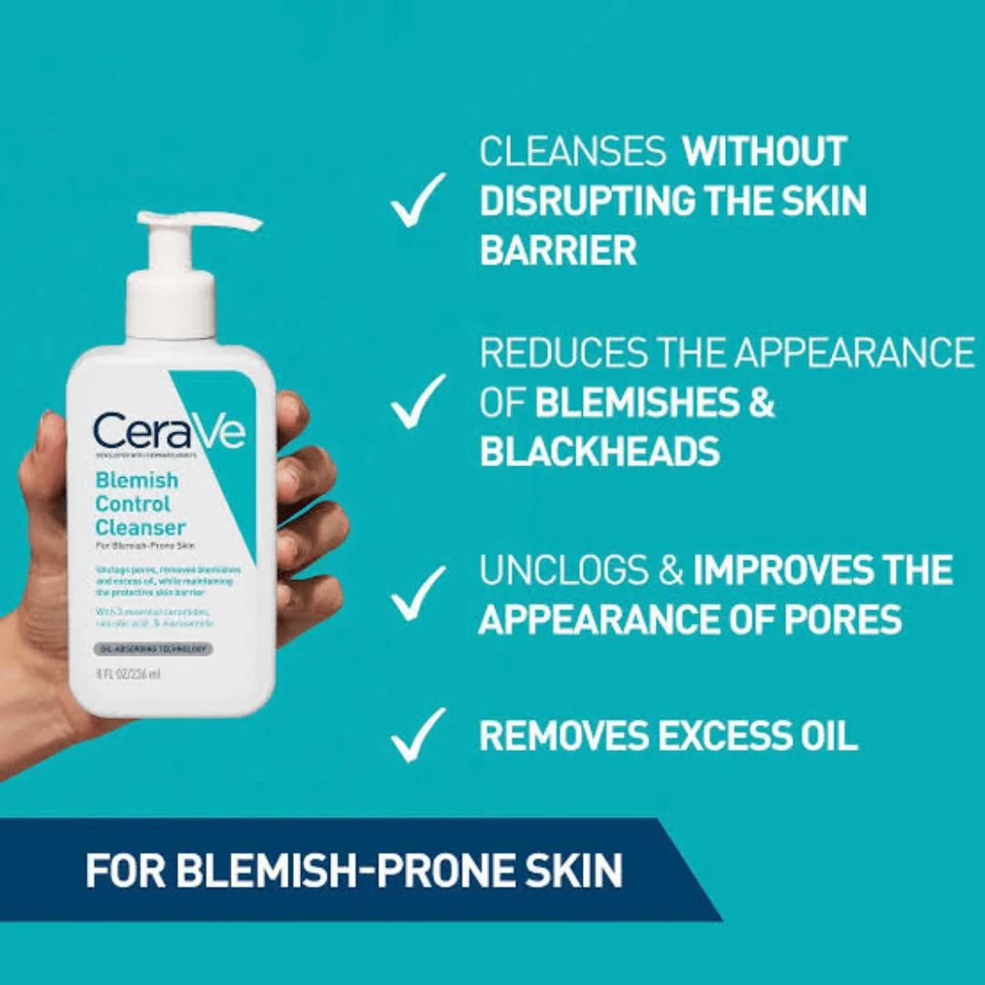 CeraVe Blemish Control Face Cleanser with 2% Salicylic Acid & Niacinamide for Blemish-Prone Skin