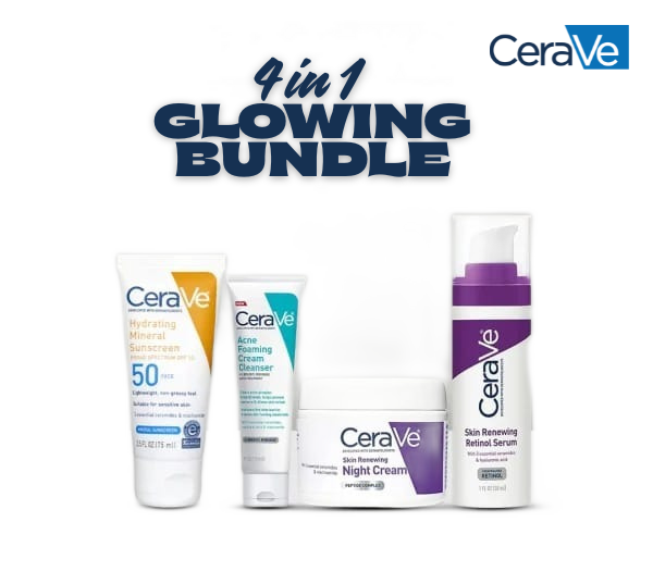 CeraVe 4 in 1 Skincare Kit – Night Cream, Sunblock, Cleanser & Serum | Hydrating, Brightening & Protective Daily Skin Care Set for Radiant Healthy Skin